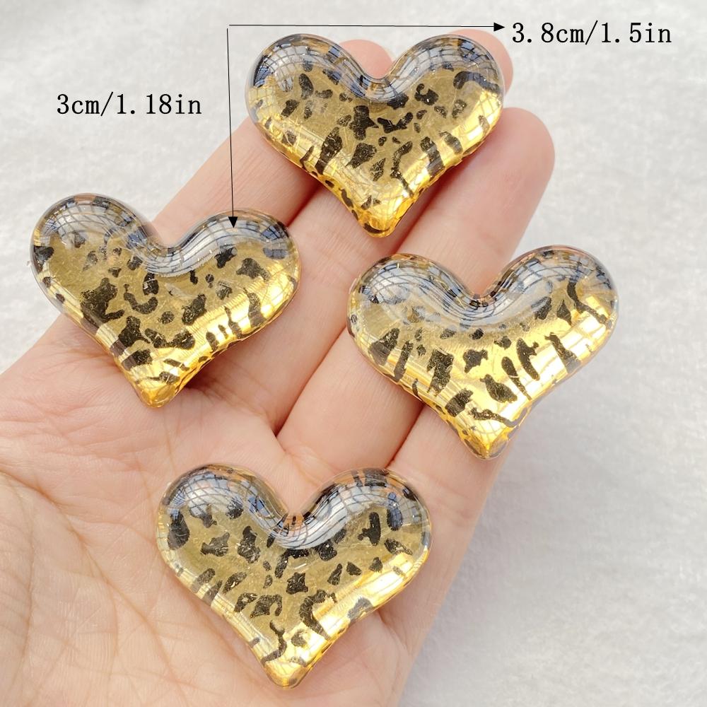 

10Pcs New Cute Resin Cartoon Leopard Print Heart Shape Series Flat Back Scrapbooking DIY Jewelry Craft Decoration Accessories