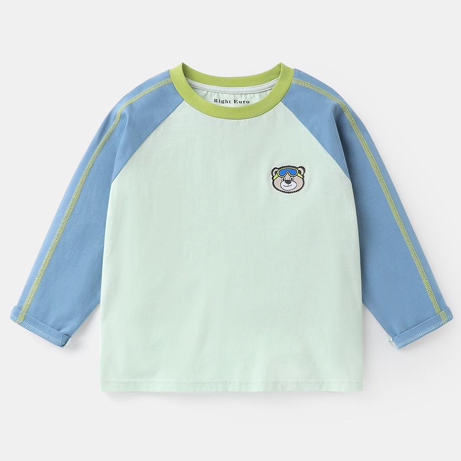 Boys' Striped Long-Sleeve Antibacterial Cotton T-Shirt
