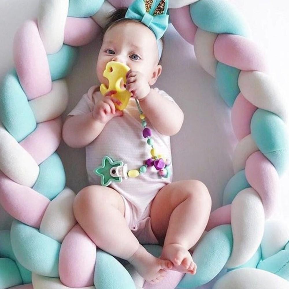 Handmade Cot Bumper Soft Plush Braided Pillow Decorative Crib Protector Home Decorations