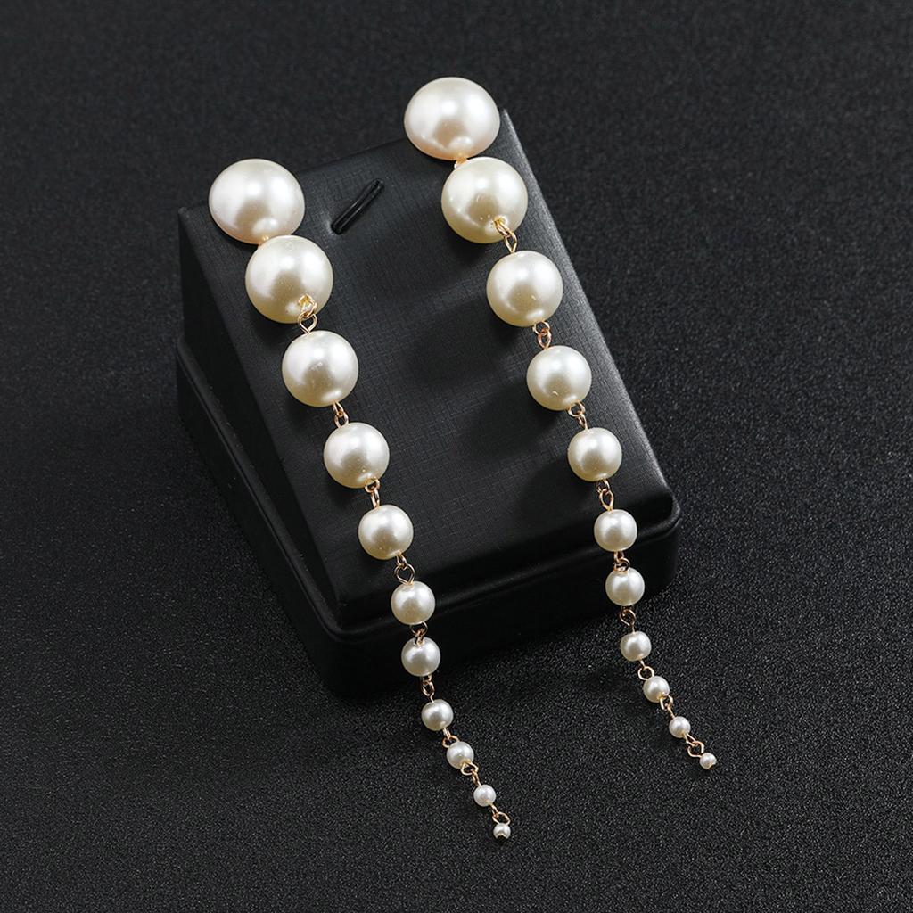 Handmade Earrings Pearls Tassels Earrings Women Long Dangle Earrings Pearls Texture Suitable for Party and Weddings