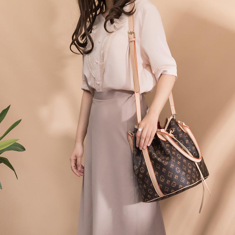 Bag women's spring new large-capacity women's bag fashion drawstring bucket bag printed portable shoulder messenger bag