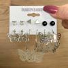 6 Pieces / Set Gold Silver Elegant Heart Crystal Temperament Elegant Earrings Suitable for Women's Party Jewelry