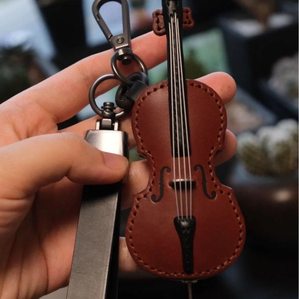 

Crafted Musical Instrument Keychain Leather Car Keychain Cute Bag Decora Gift Guitar