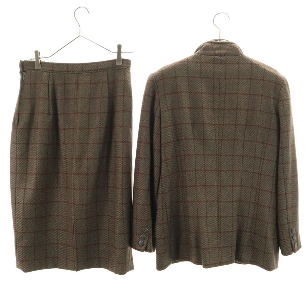 Gucci 80er Jahre Hergestellt in Italien Wolle Vintage Altes Karomuster Rock Anzug Set Damen Gebraucht