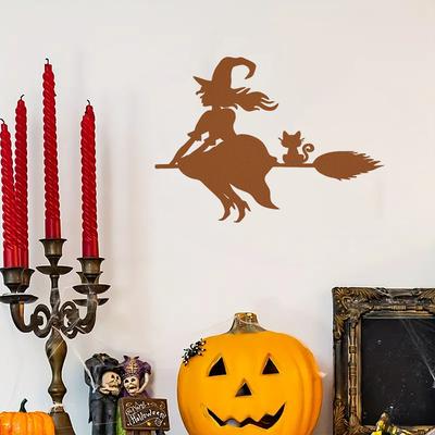 1pc Black Witch Metal Wall Decor - Enhance Your Home with This Lovely Art. Ideal for Halloween and Stylish Metal Piece