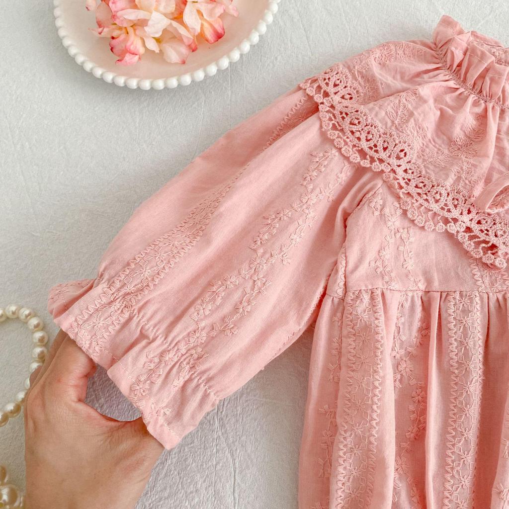 Spring & Autumn Baby Girls' Long Sleeve Footed Romper Bodysuit