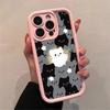 Cute Cartoon Cat Silicone Phone Case For iPhone 17 16 15 14 13 12 11 Pro Plus Max 17 Air 16 E Shockproof Soft Bumper Back Cover