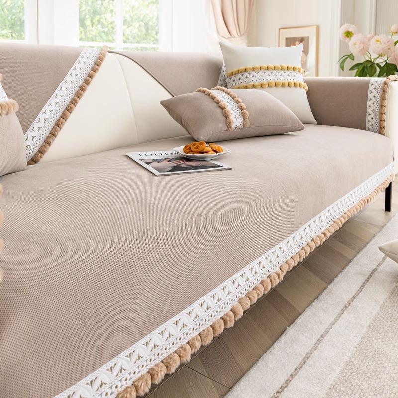 

Кремовая подушка для дивана, универсальная нескользящая универсальная французская подушка для дивана «все включено», чехол на спинку, полотенце 70*70