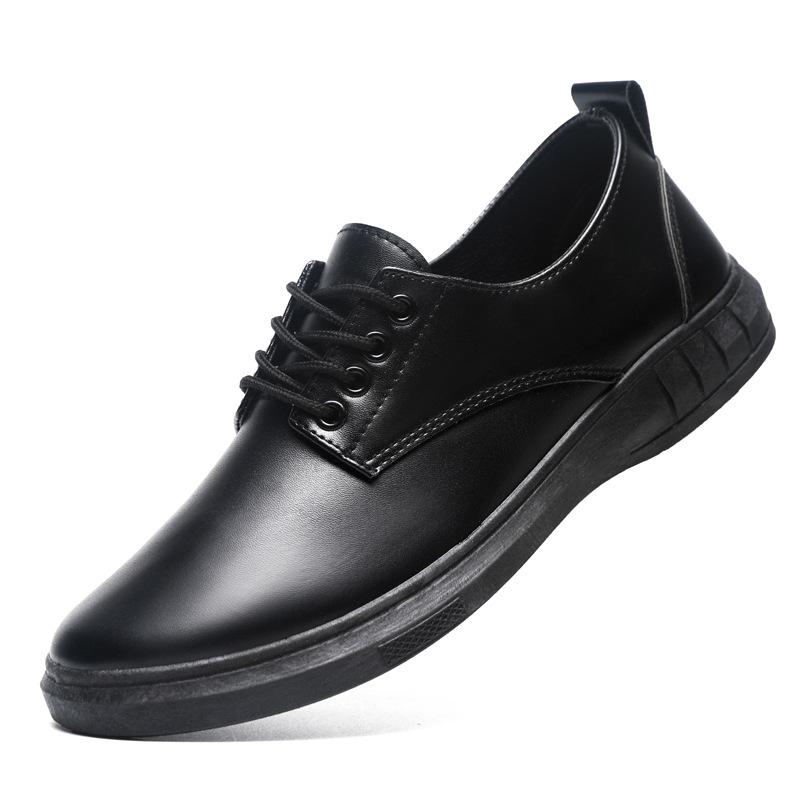 Leather Shoes Men's Spring Casual Shoes Trend Versatile Business Dress Shoes Black Lace-up Work Shoes Wedding Groom Shoes