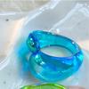 Sweet Summer Mutilcolor Shiny Acrylic Resin Geometry Oval Cross Open Rings For Women Girls Korean Stacked Ring Travel Jewelry
