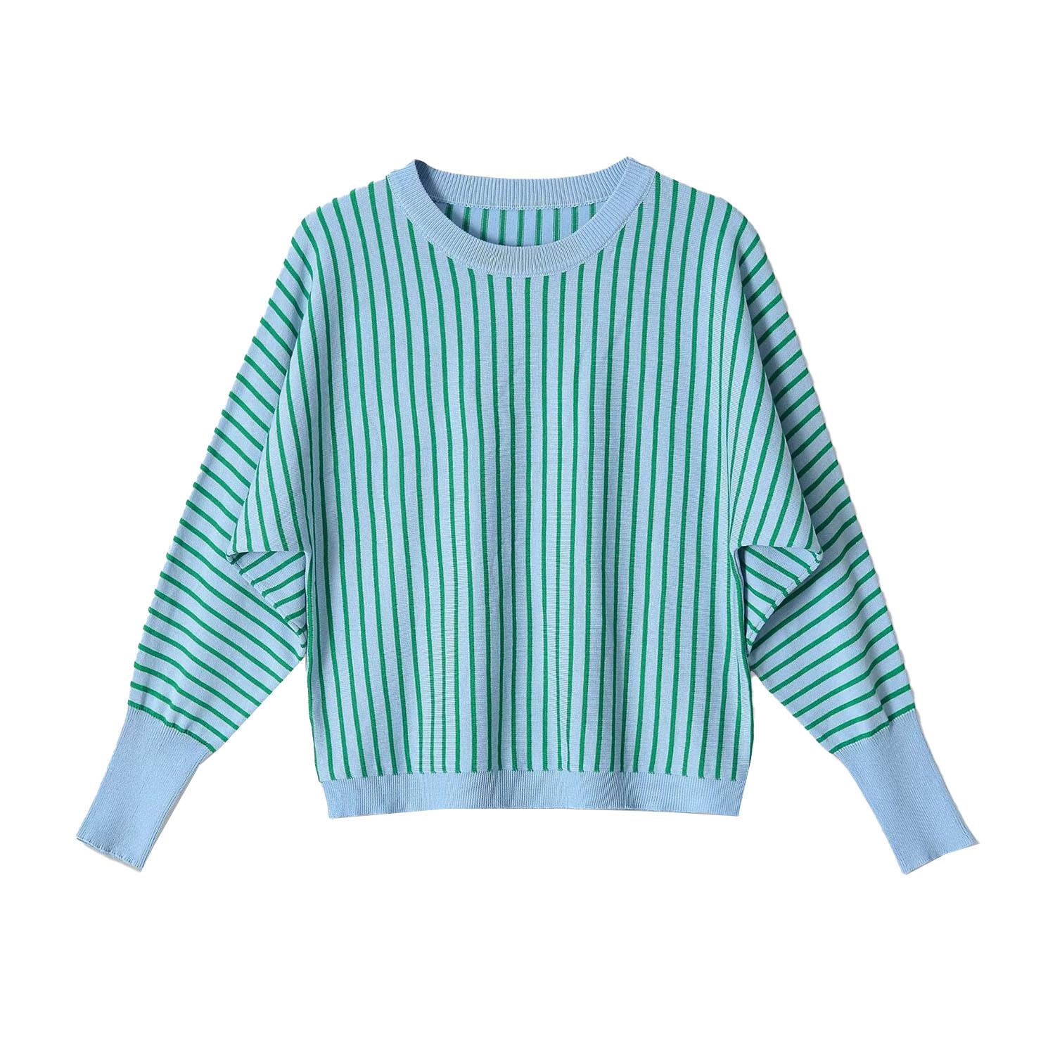 European and American style, new women s clothing, foreign style, round neck casual striped knitted sweater 3653017 S