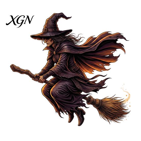 Halloween Party Supplies Witch on Broomstick Static Cling, Themed Glass Window Sticker, Decals Removable Wall Cling for Storefront Windows Doors