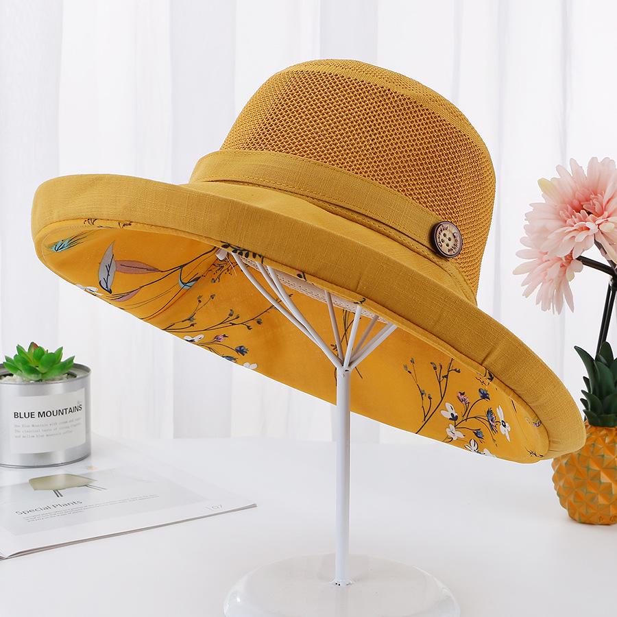 Women's Packable Mesh Sun Hat Summer Beach UV Protection UPF Wide Brim with Chin Strap