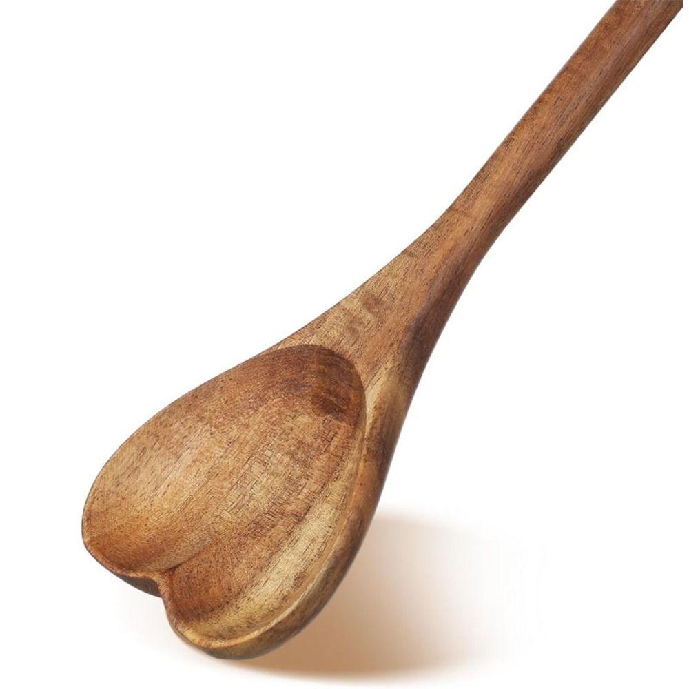 Tragbarer Premium Liebe Holzlöffel Ergonomisches Design Langer Griff Reislöffel Holz Einfacher Teelöffel für Tee Honig Desserts