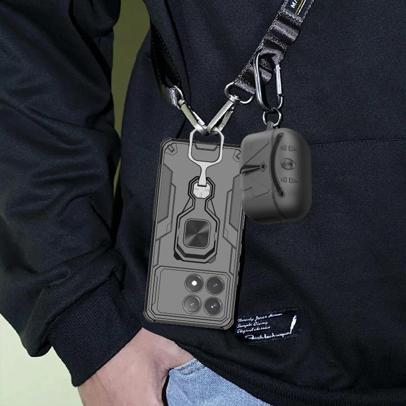 KEYSION Shockproof Armor Case for POCO F6 Pro Soft Silicone+PC Upright Metal Ring Stand Phone Cover for Xiaomi POCO X6 Pro 5G