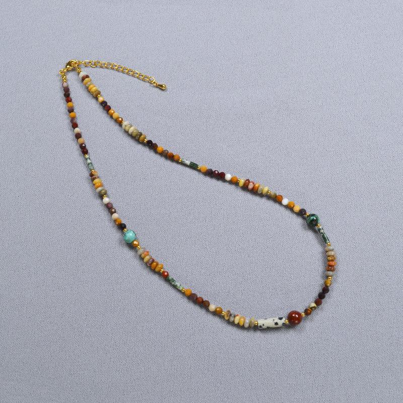 French Niche Simple Maillard Retro Literary Real Stone Beads Light Luxury Luxury Necklace Clavicle Chain Bracelet Women