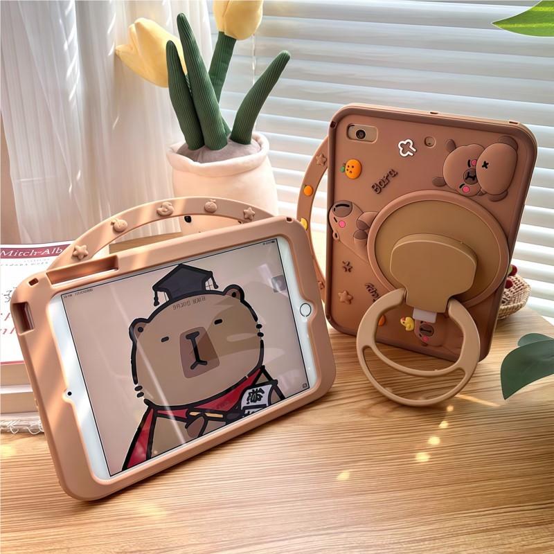 Case For iPad Pro 11 10.5 10.2 8th 7th 9.7 Air 11 4 3 2 1 Mini6 5 4 3 2 1 M3 A16 Cute Cartoon Capybara Silicone Tablet Protective Case