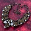Collier Fossil d'Ammonite Fil de Cuivre Enroulé Bijoux en Pierre de Lune Collier Réglable