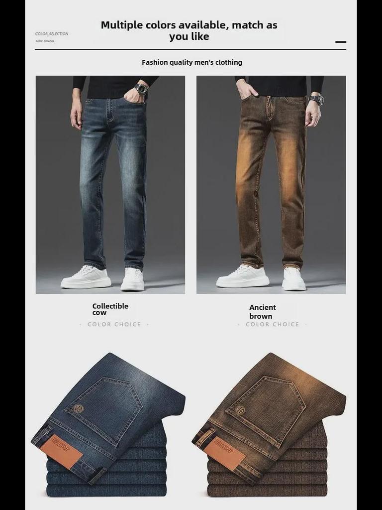 Pánské retro prané džíny se středním pasem - Nová móda, nostalgický styl, dostupné velké velikosti