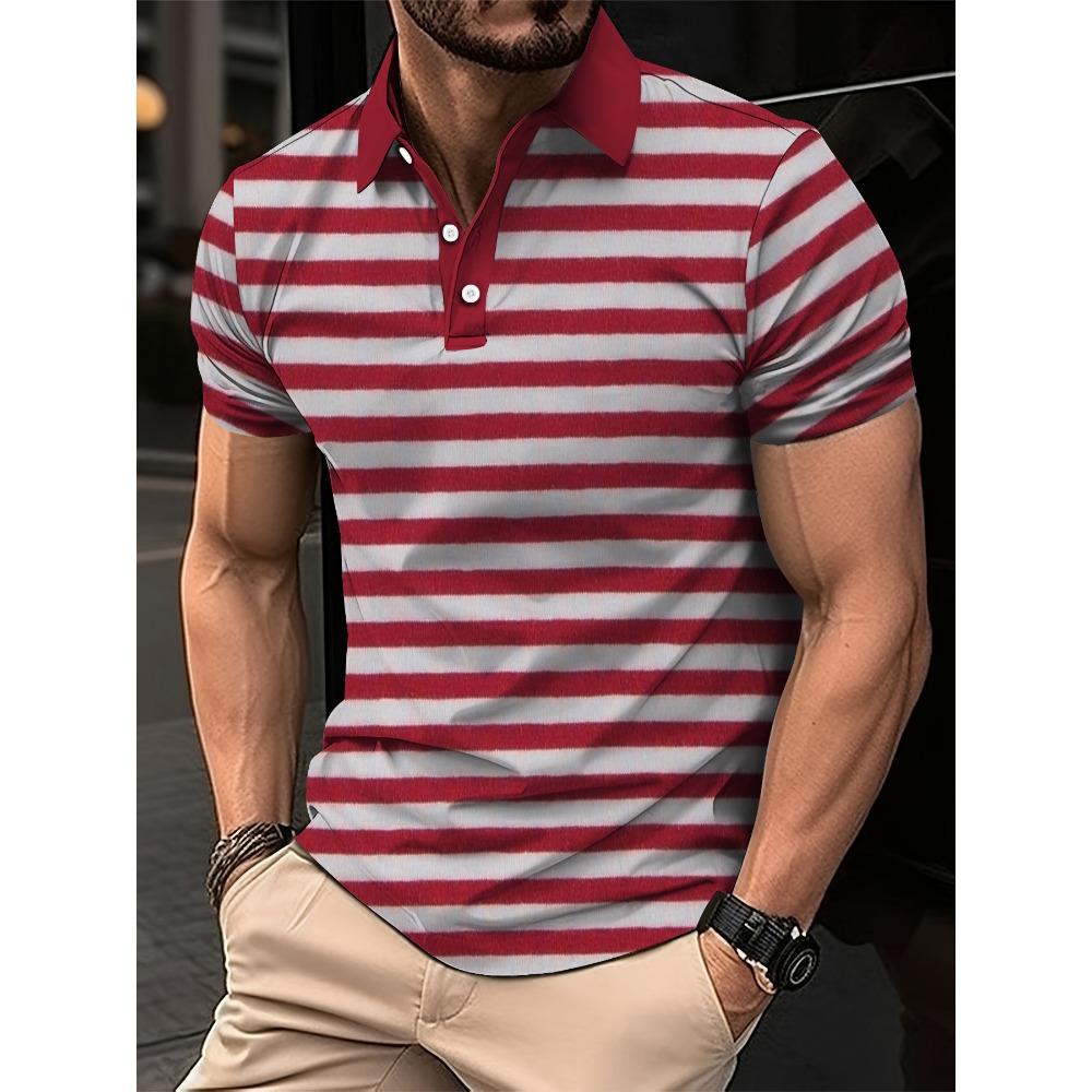 Men's Short Sleeved Lapel 3D Digital Print