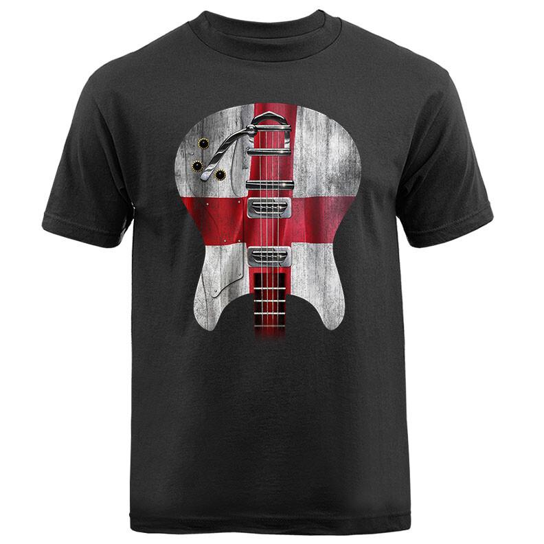 Guitar Body Flag England Music Band Graphic T-shirt