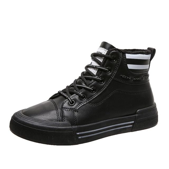 New High Top Small White Shoes For Women Soft Leather Winter With Fleece Thick Sole Shoes Warm Casual Sports Shoes For Women