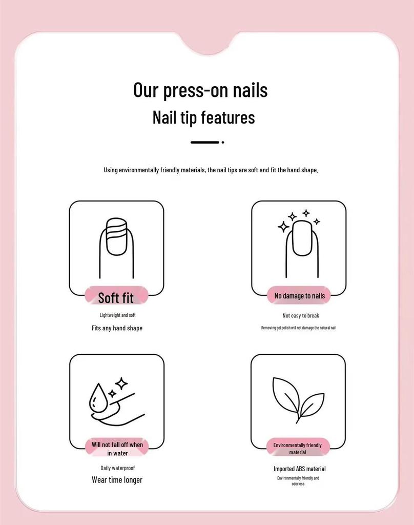 Handmade Detachable Ice-Clear Red Gradient Flower Short Nail Tips