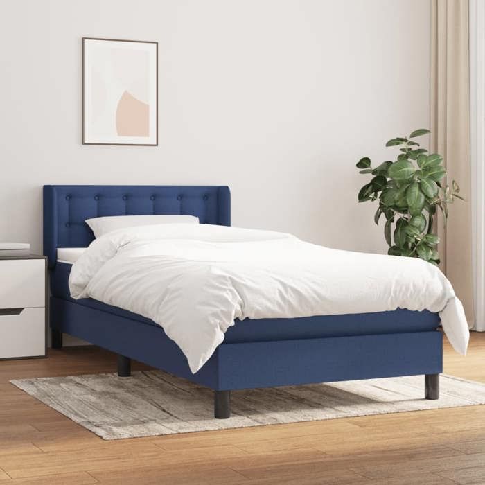3130015 vidaXL Divan Bed with Mattress Blue 100x200 Cm Fabric