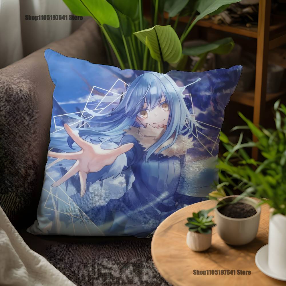 T-Tensei Slime R-Rimuru Anime Pillow Case For Sofa Decor Car Office Room Printing Cushion Cover Decorations and Protector