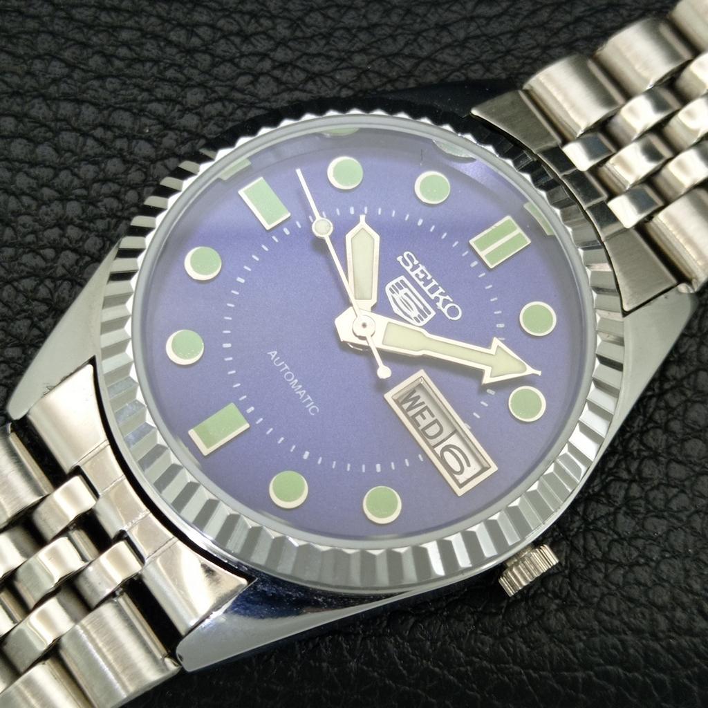 VINTAGE REFURBISHED SEIKO 5 AUTOMATIC 6309A JAPAN MENS BLUE DIAL WATCH a444275-1