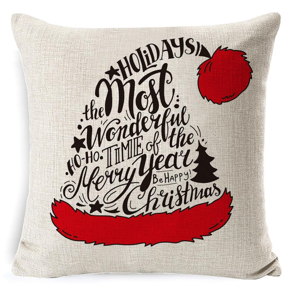 Christmas Linen Pillow Case Home Nap Lumbar Cushion Pillow Sofa Bedside Cushion Pillow Case