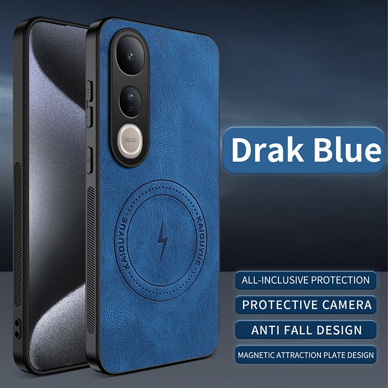 EUCAGR For vivo V50 Lite/vivo V50Lite Case Simple Stylish Magnetic Suction Luxury PU Leather Skin-friendly Anti-drop Back Cover