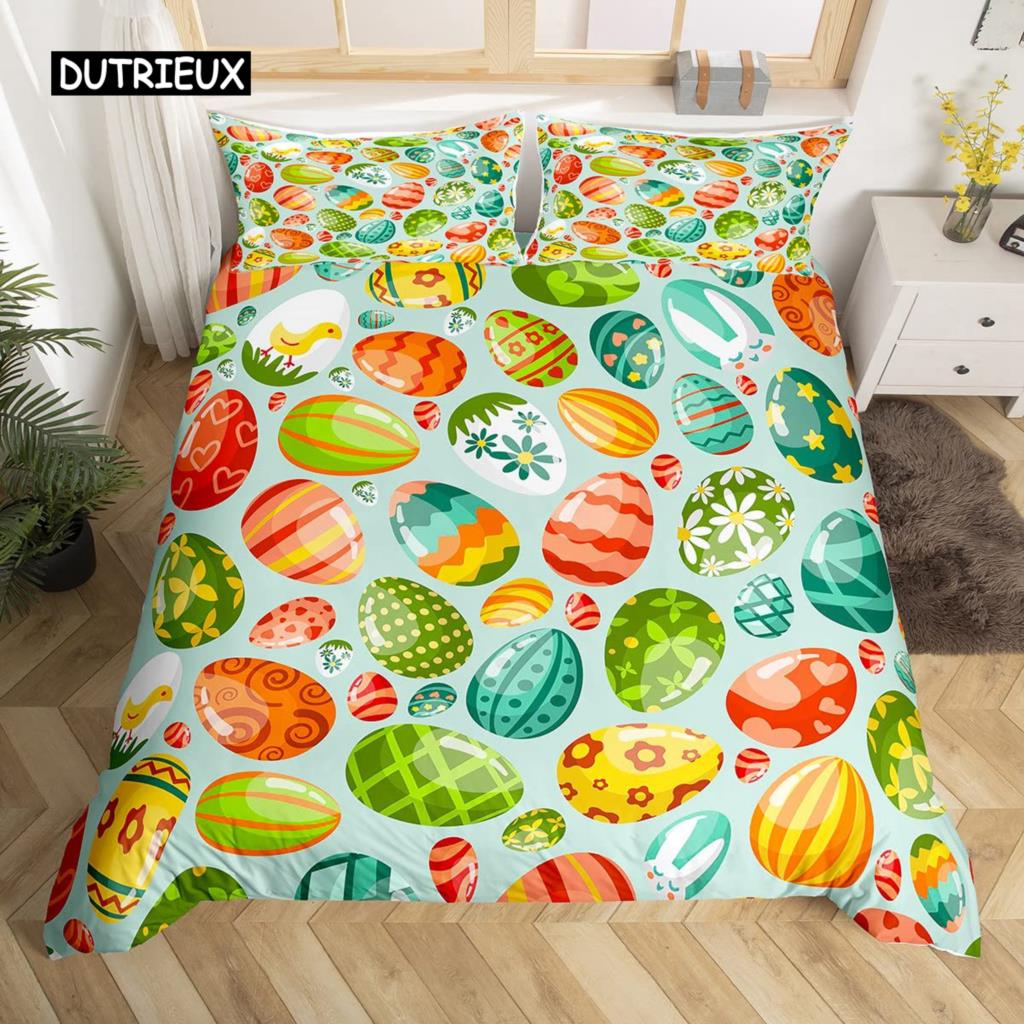 Kawaii Králičí Povlak na Peřinu Roztomilý Mazlíček Zvíře Povlak na Přikrývku Boho Květinový Velikonoční Vajíčka Ložní Set Šťastné Velikonoce Dárky pro Dívky Teenagery