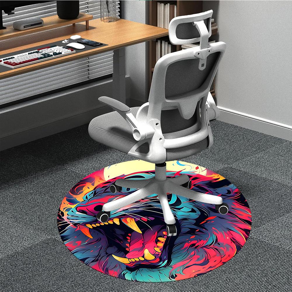 

1pc Tiger Flames Office Round Area Rug, Under Office Chairs Bedroom Living Room Home Decor, Room Deco, Available in Various Sizes L1121012 80cm by 80cm