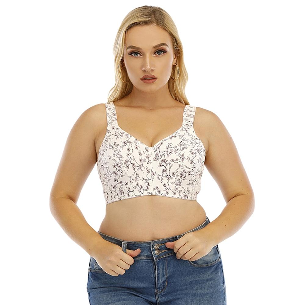 Women Woman Sports Print Bras Large Size Seamless Active Bra Push Up Lingerie Wire Free Soft