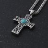 Stainless Steel Turquoise Celtic Cross Pendant Necklace Womens Turquoise Celtic Cross Pendant Necklace for Men