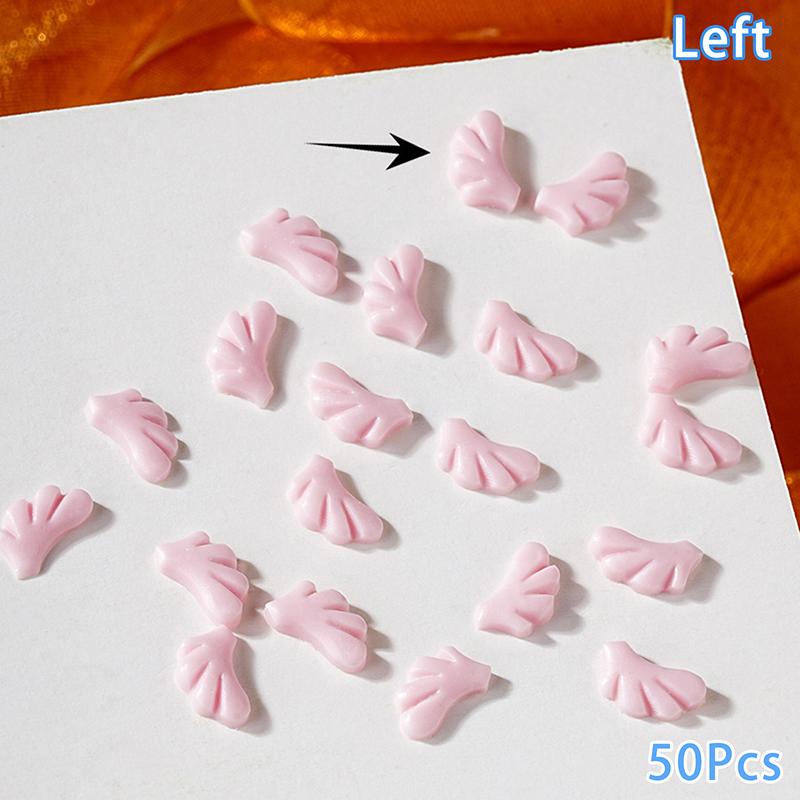 50 Stück Ins Nagel Engel Flügel Harz Anhänger Schmuck Tragen Nagelzubehör 3D Weißes Pulver Mini DIY Falsche Nägel Maniküre Dekoration