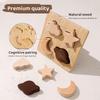 Baby Wooden Montessori Puzzle Stars And Moons Shapes Toys BPA Free Teether Intelligence Developing Games Safety Toddler Gifts
