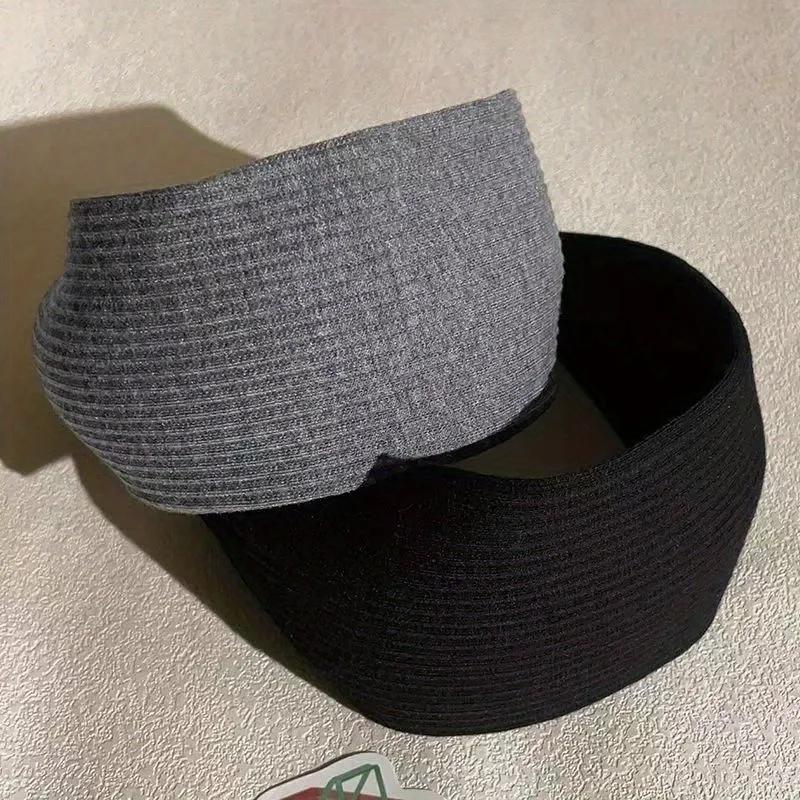 Solid Color Wide Edge Striped Yarn Headband High Head Headband French Gentle Atmosphere Hair Accessory