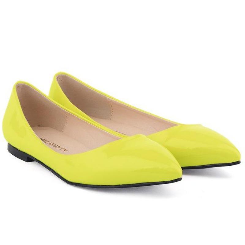Women's Flats Shoes Solid Color Pointed Toe Slip On Patent Leather Woman Flat New Single Casual Comfort Non-slip Ladies Loafers
