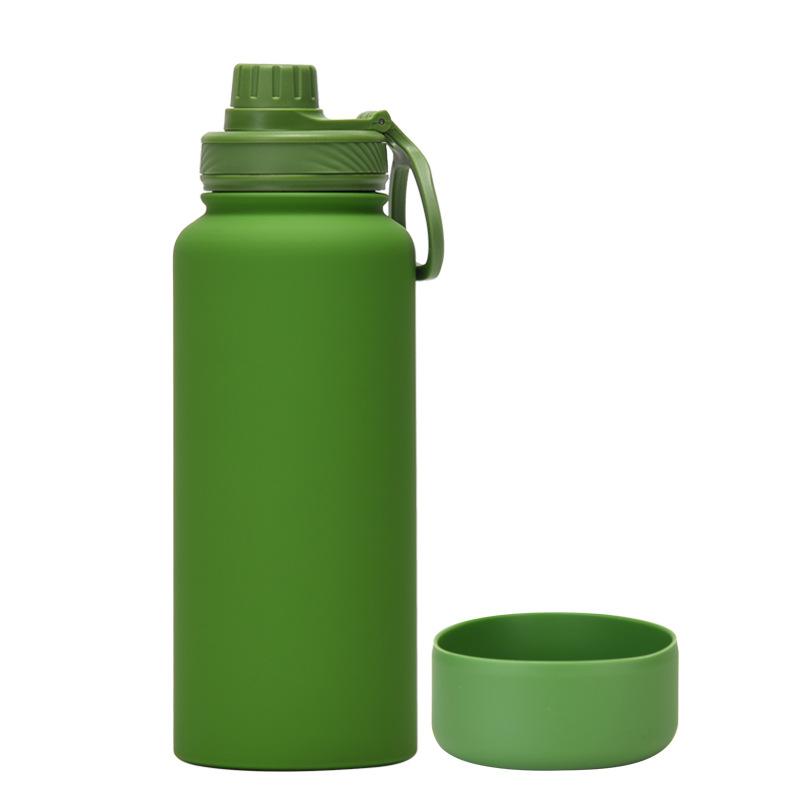 1L Large-Capacity Thermos Cup With Non-Slip Bottom, Portable Outdoor Sports Kettle, Frosted Water Cup