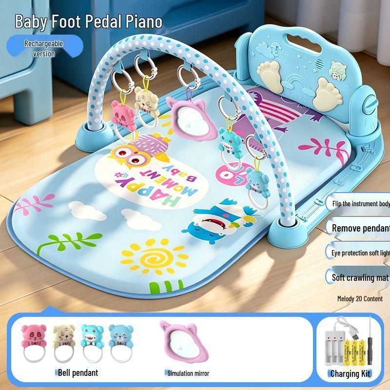 Newborn Remote Control Sound & Light Piano Fitness Toy for Babies 0-1 Year Old Sky Blue