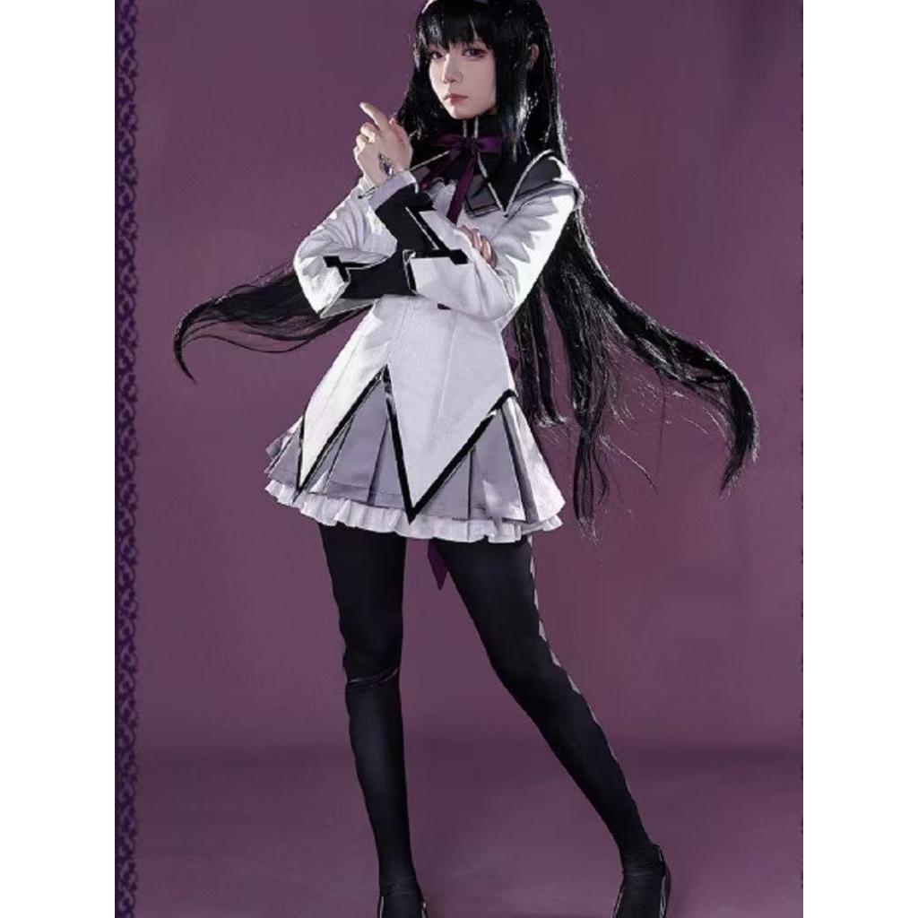 Akemi Homura Cosplay Costume Fighting Uniform Stockings  Akemi Homura Outfits