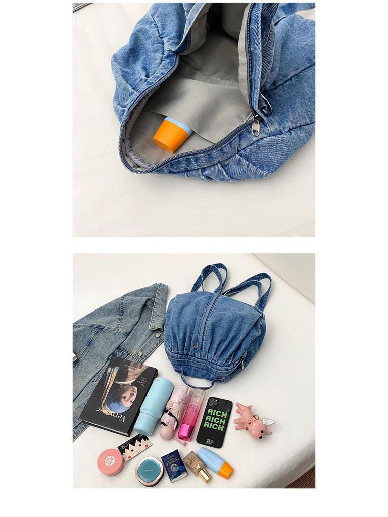 2025 Fashion Washed Denim Versatile Backpack: Crossbody and Casual Schoolbag for College Students