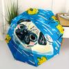 1pc Pug Flowers Automatic Folding Umbrella Portable Collapsible Design, 8-Rib Iron Frame, Durable Fabric, All-Season Casual Outdoor Accessor