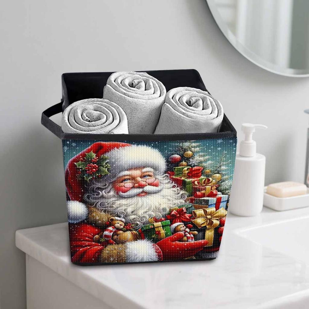 Santa Claus Delivering Gifts 5D Diamond Painting Storage Basket Full Round Drill Mosaic Diamond Embroidery Cross Stitch Kits Home Decor Home Decor