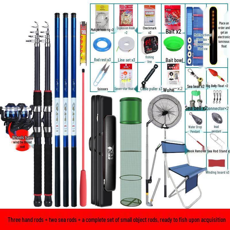Complete Beginner Fishing Rod & Tackle Set with Ten Sea Fishing Accessories