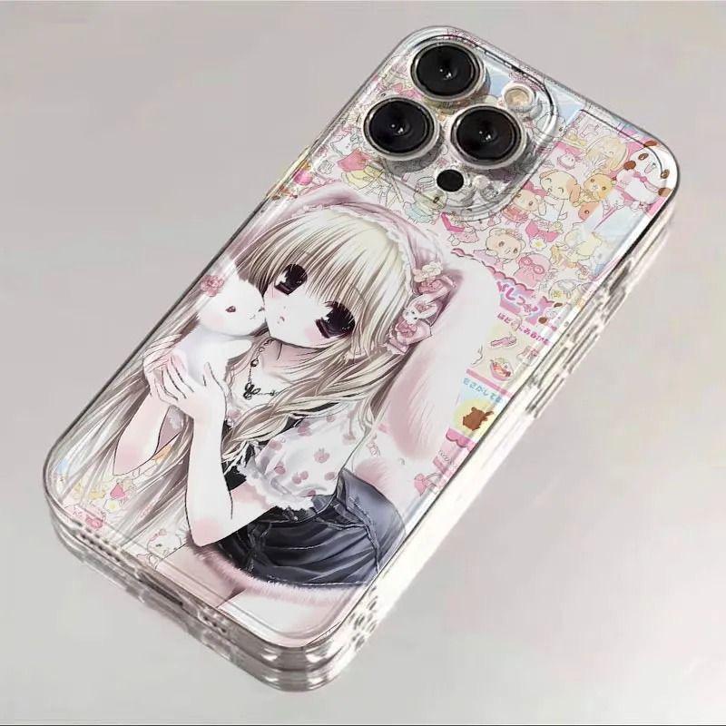 

Kawaii Chibi Bunny Girl Rabbit Clear Phone Case for iPhone 17 16 15 14 13 12 11 16E Series Pro Max Plus Double Layer Protection iphone 14 Pro