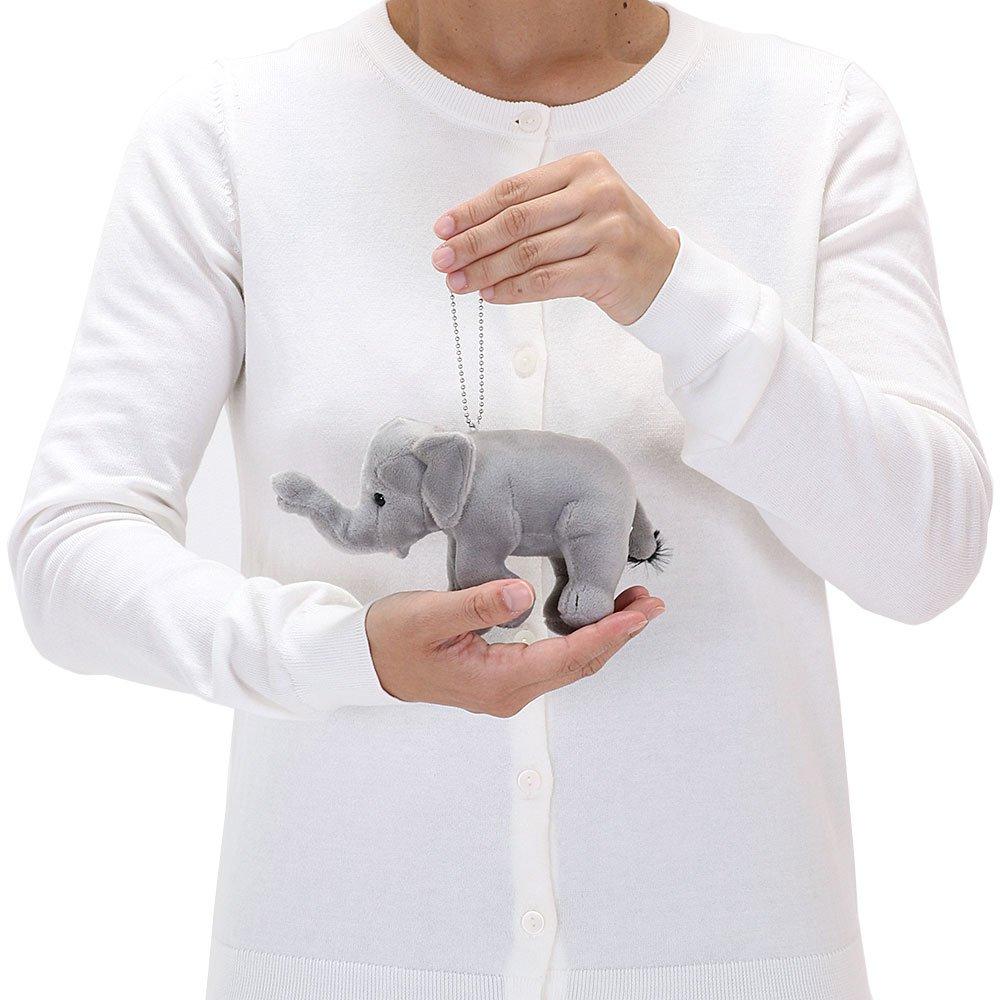 COLORATA Plush Asian Elephant Mascot Wild Cute Animal Keychain Doll Gift Christmas Present (Realistic Animal/with Chain) (Twice Tested) /