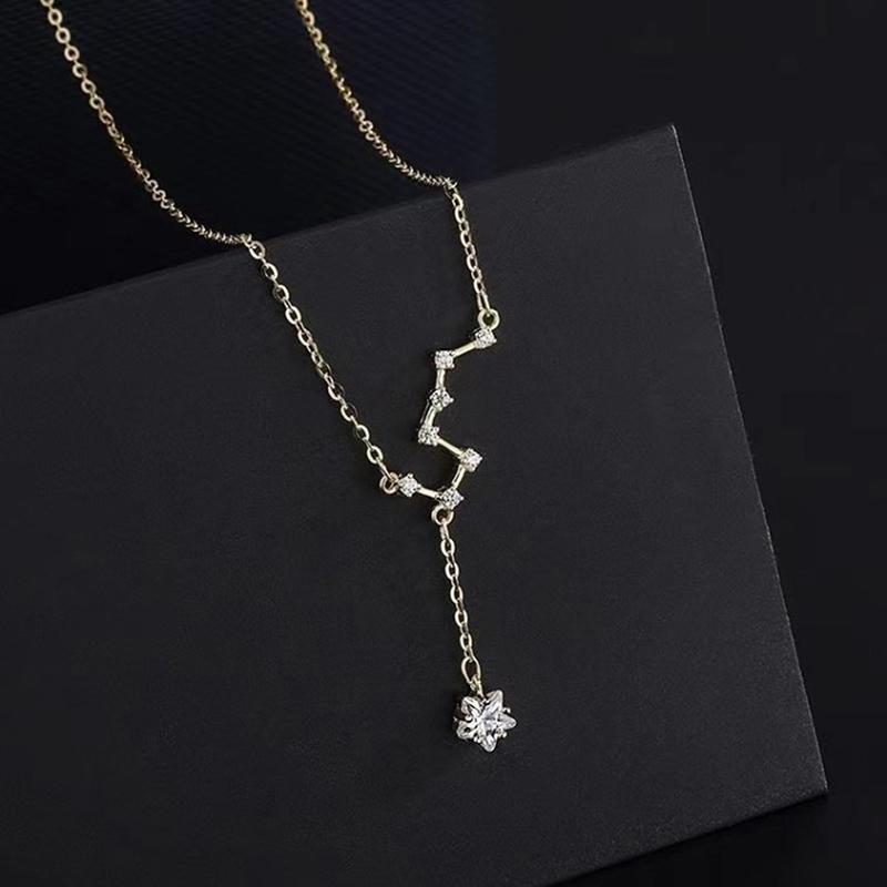 Inlaid Zircon Big Dipper Choker Tassel Necklace Female Sexy Clavicle Chain